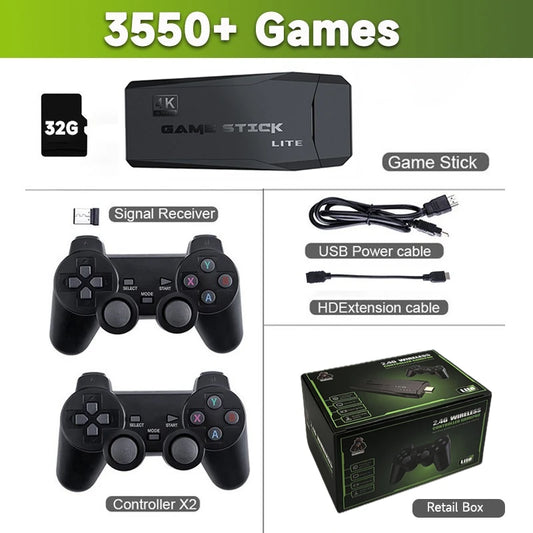 Video Game Stick Lite 4K HD Video Game M8 Console 64GB Double Wireless Controller for 10000 Retro Games Kid Xmas Gift